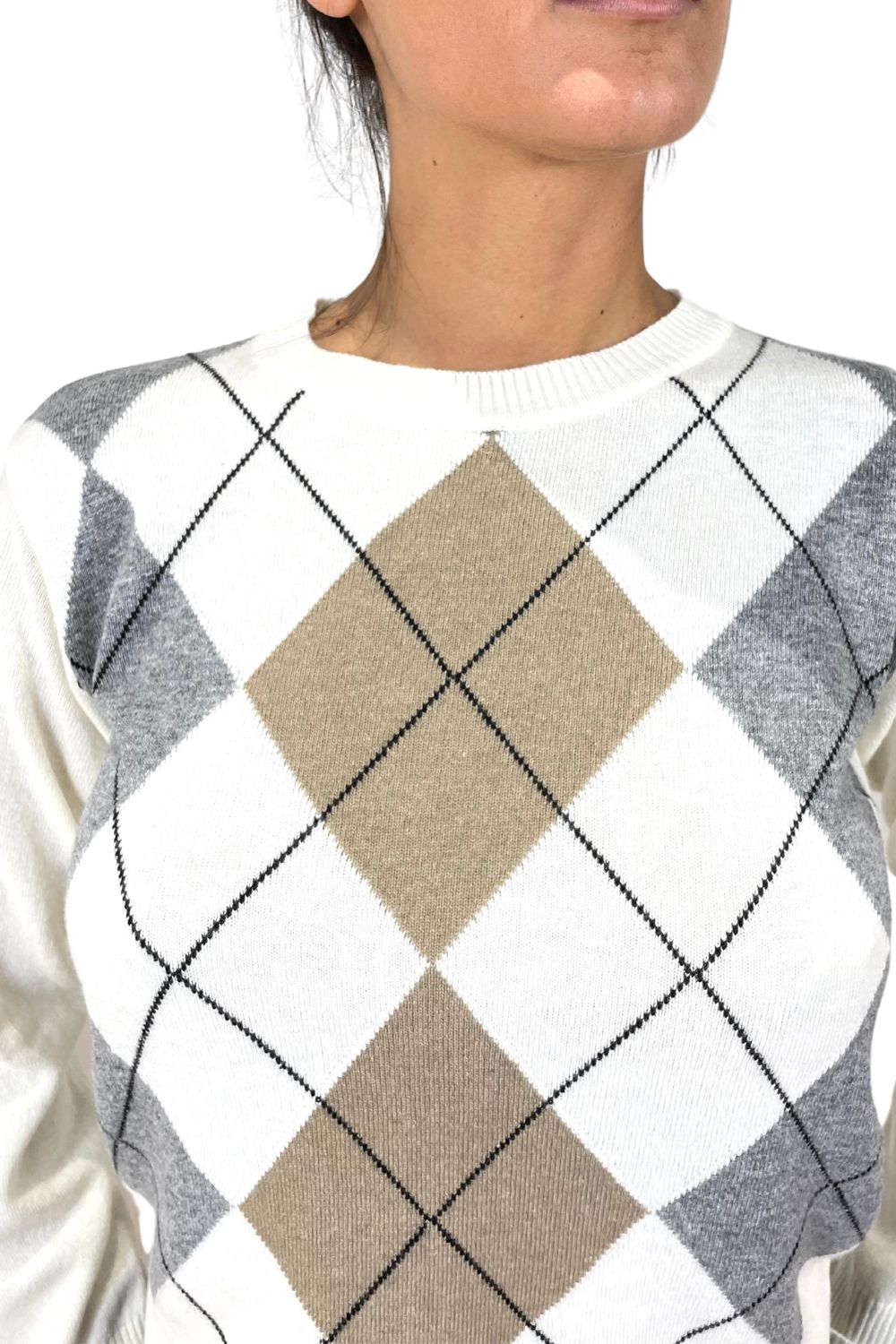 Cashmere Maglia Rombi Donna Maglia Cashmere A Forma Di Rombi